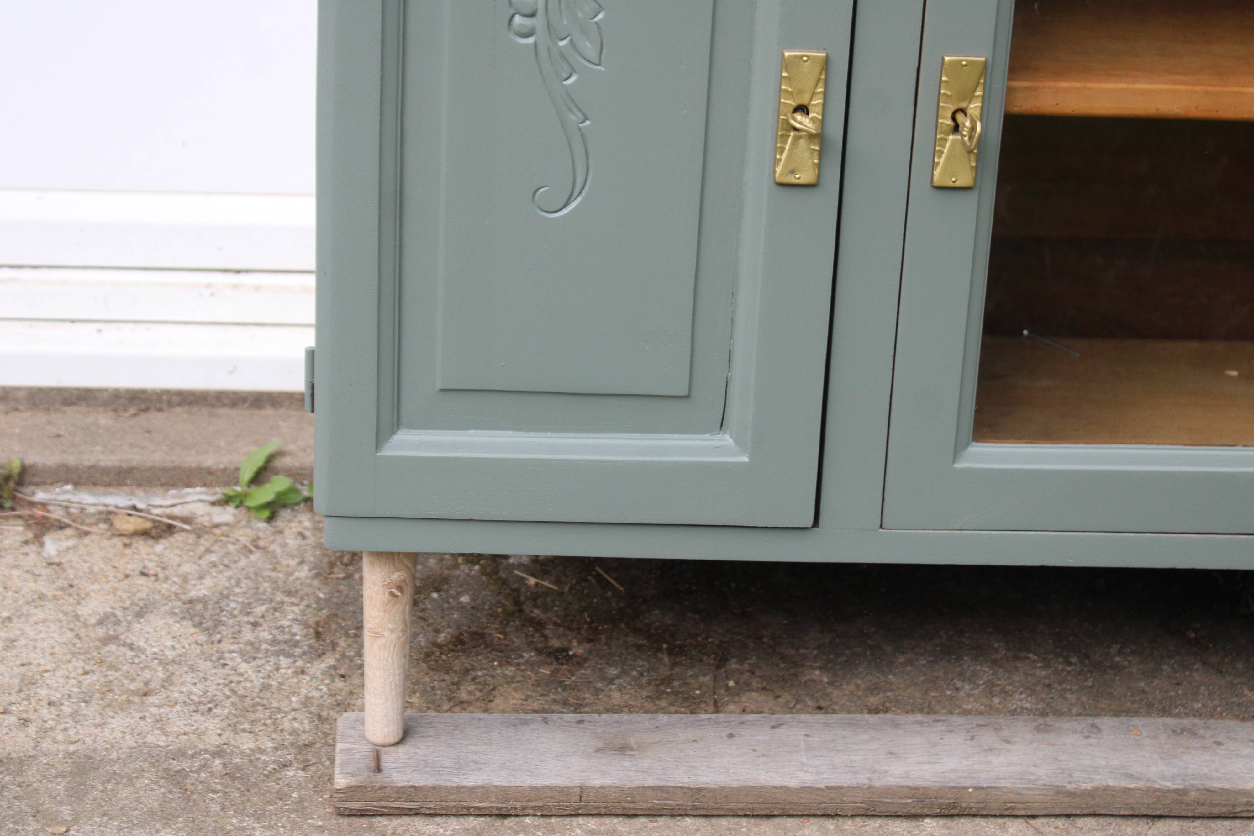 Renovated vintage sideboard with khaki paint – Haussmann chic & bohemian style