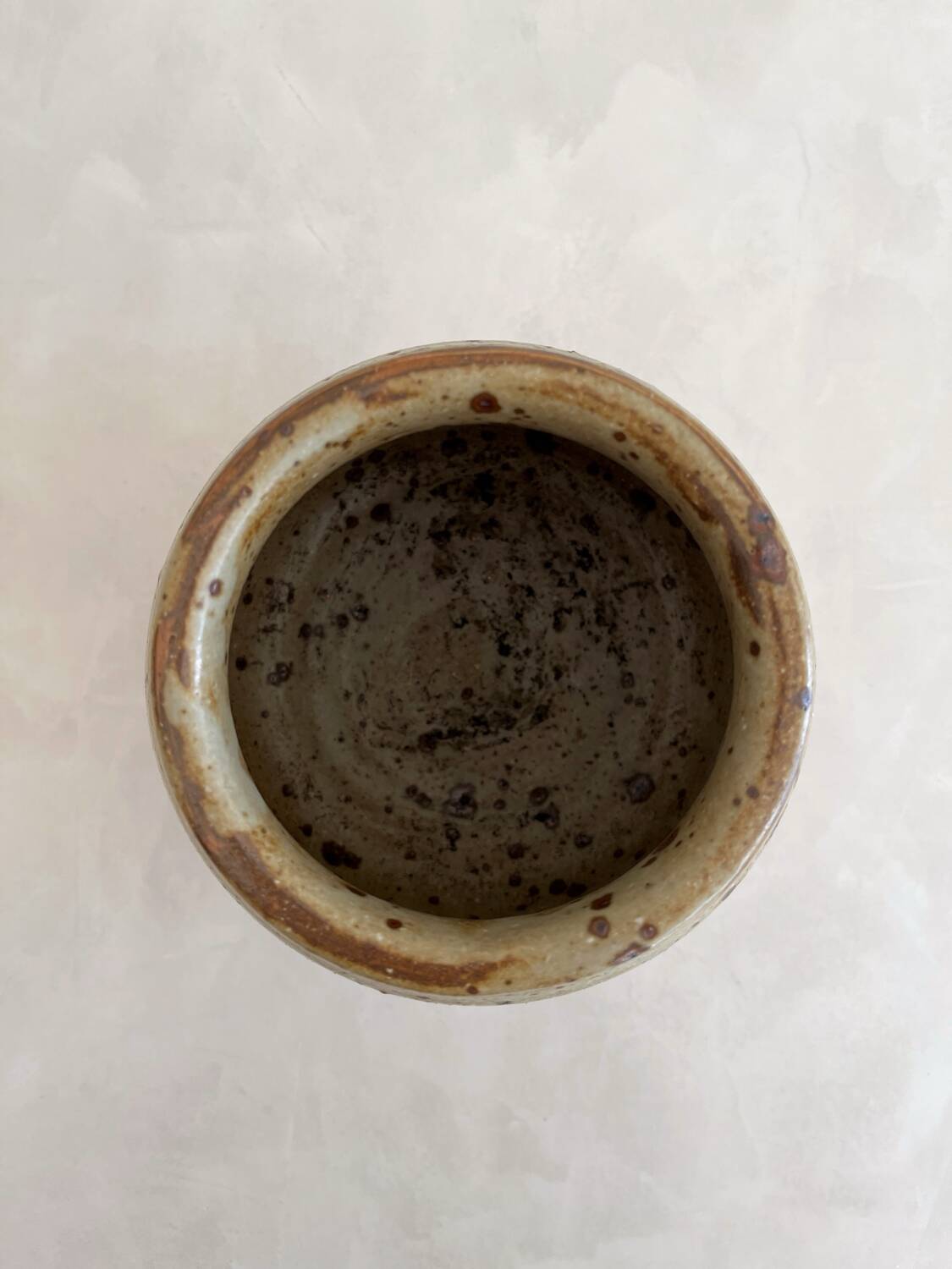 Vintage pyrite stoneware ball vase