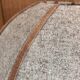 Wooden bedside lamp with a dome wool lampshade Mid Century