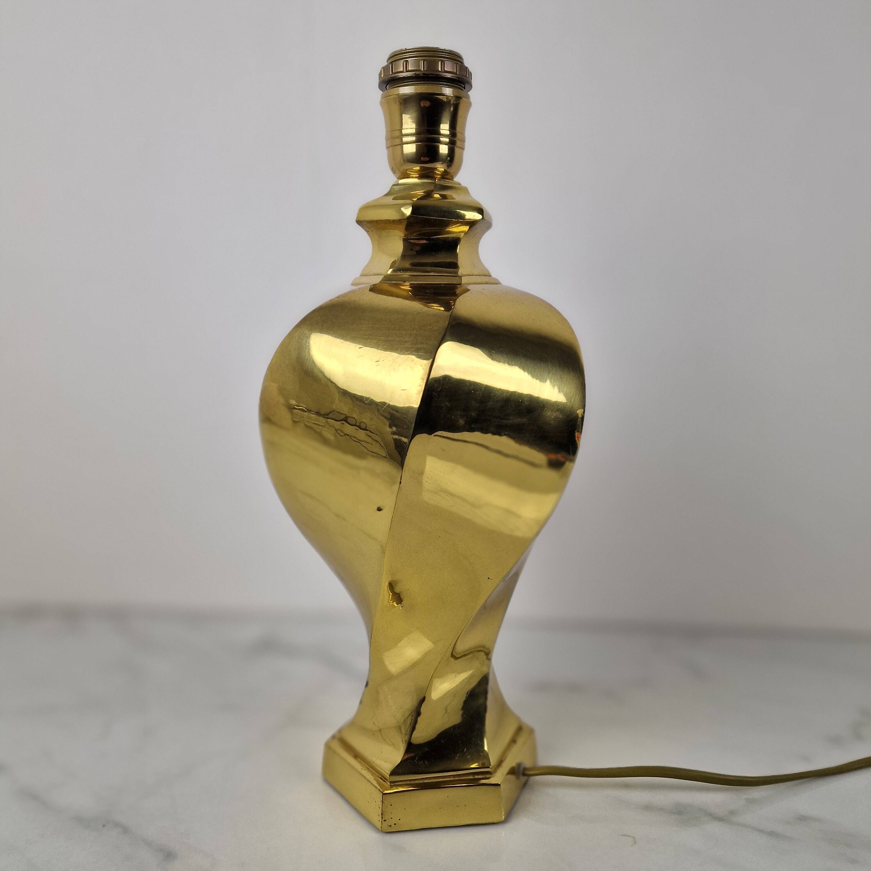 Sculptural Brass Table Lamp, Heavy Quality, Without Shade
