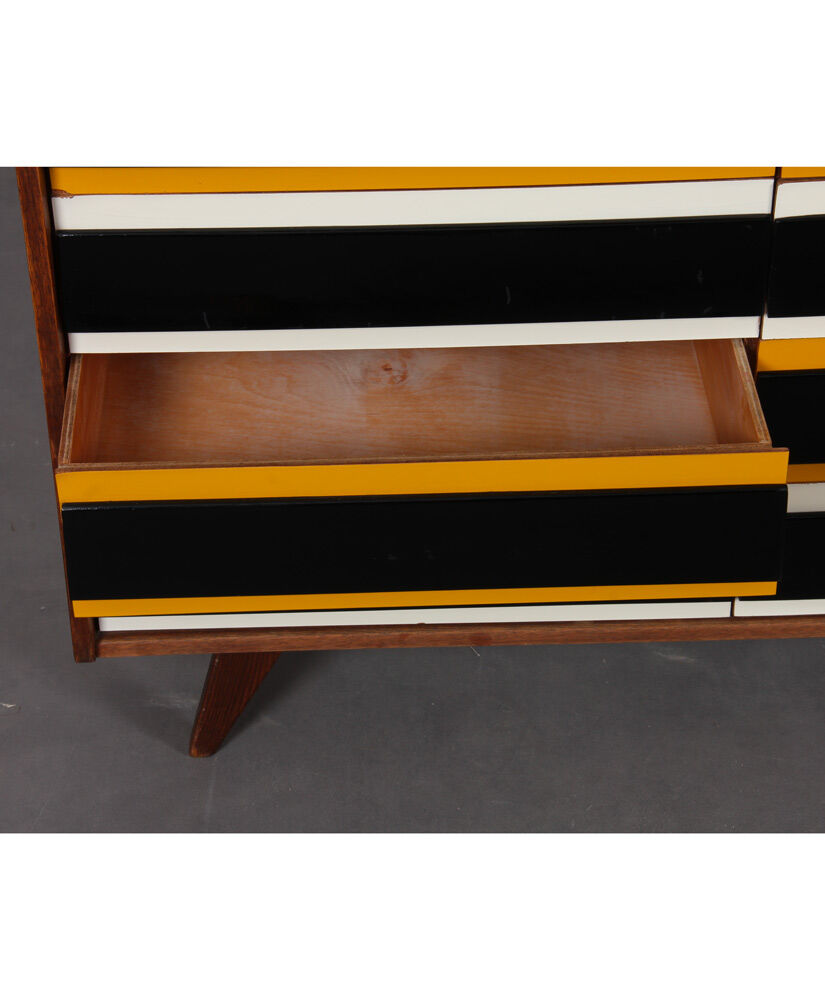 Yellow and black chest of drawers, model U-453, by Jiri Jiroutek, 1960