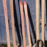 3 pairs of old skis