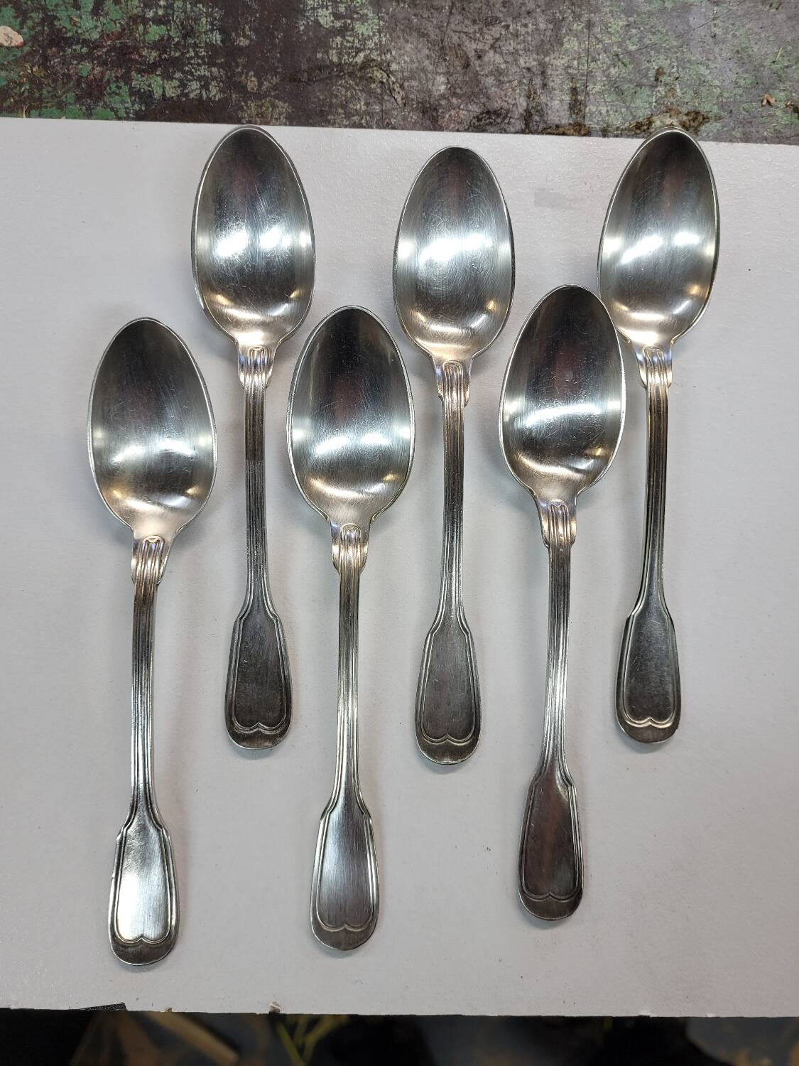 6 small silver-plated dessert spoons