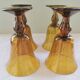 Biot engraved amber and bubbled water glasses, 70s