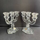 Pair of crystal candlesticks – Bernard Schott – Hellert (Moselle)