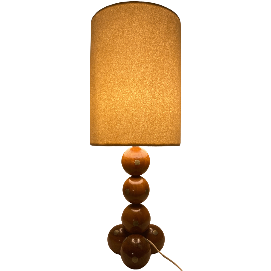 Dutch unique handcrafted wooden sphere ball table lamp, 1970s