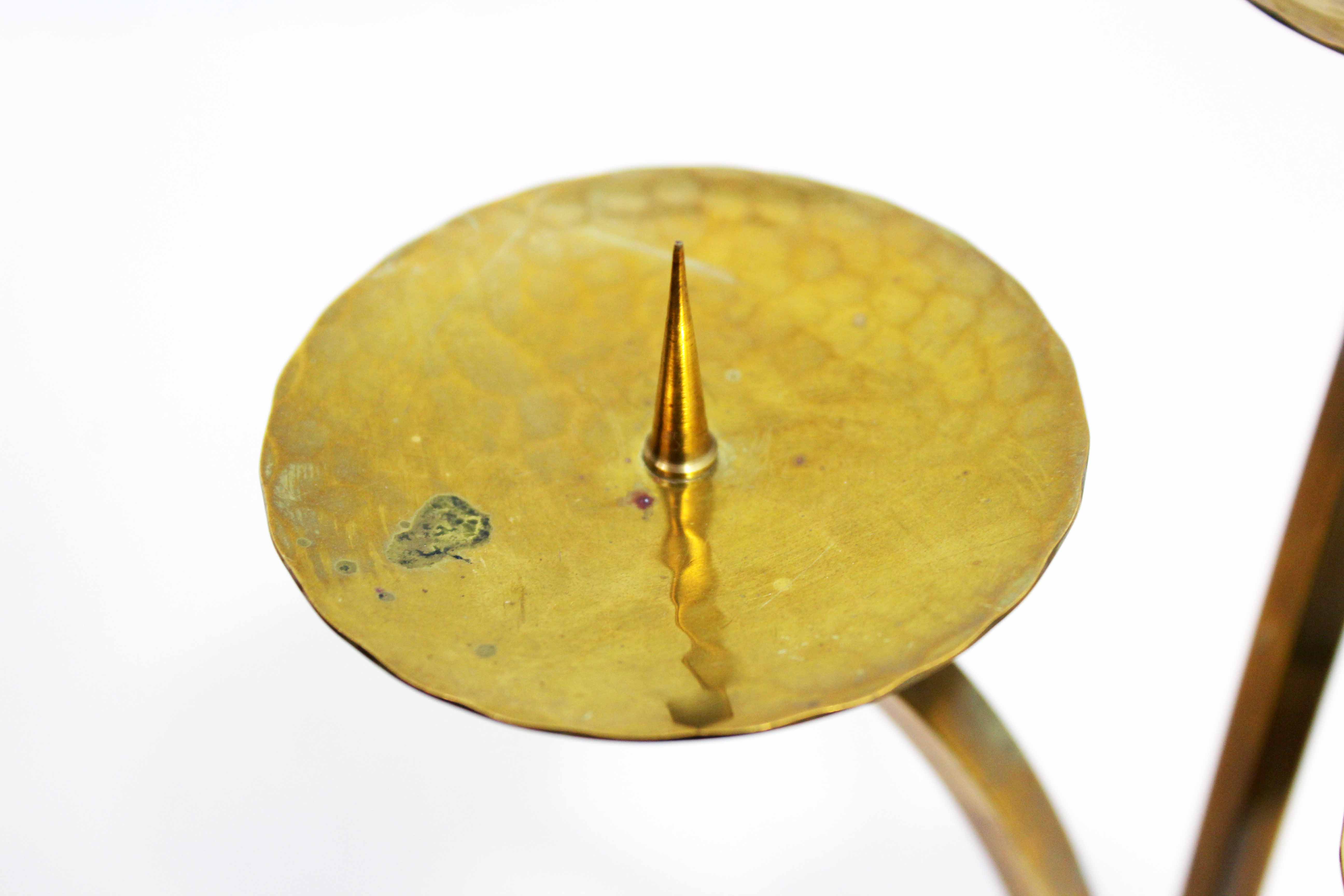 Triple brass candle holder