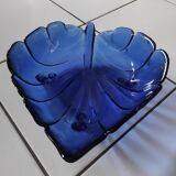 Coupe à fruits en verre bleu