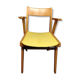 Fauteuil bridge skaï jaune et bois