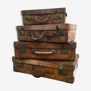 Lot of leather suitcases