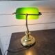 Vintage brass desk lamp with glass shade
