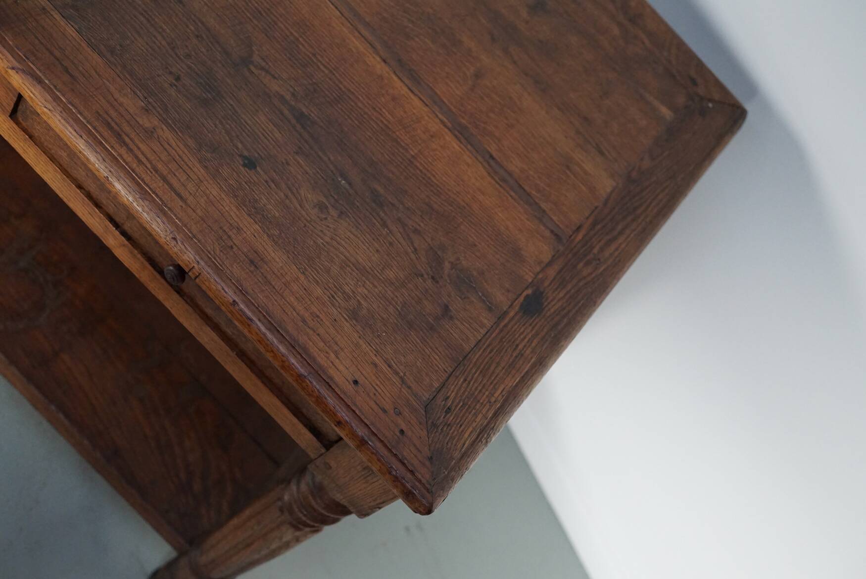 Antique oak 19th century French rustic console / drapers or side table