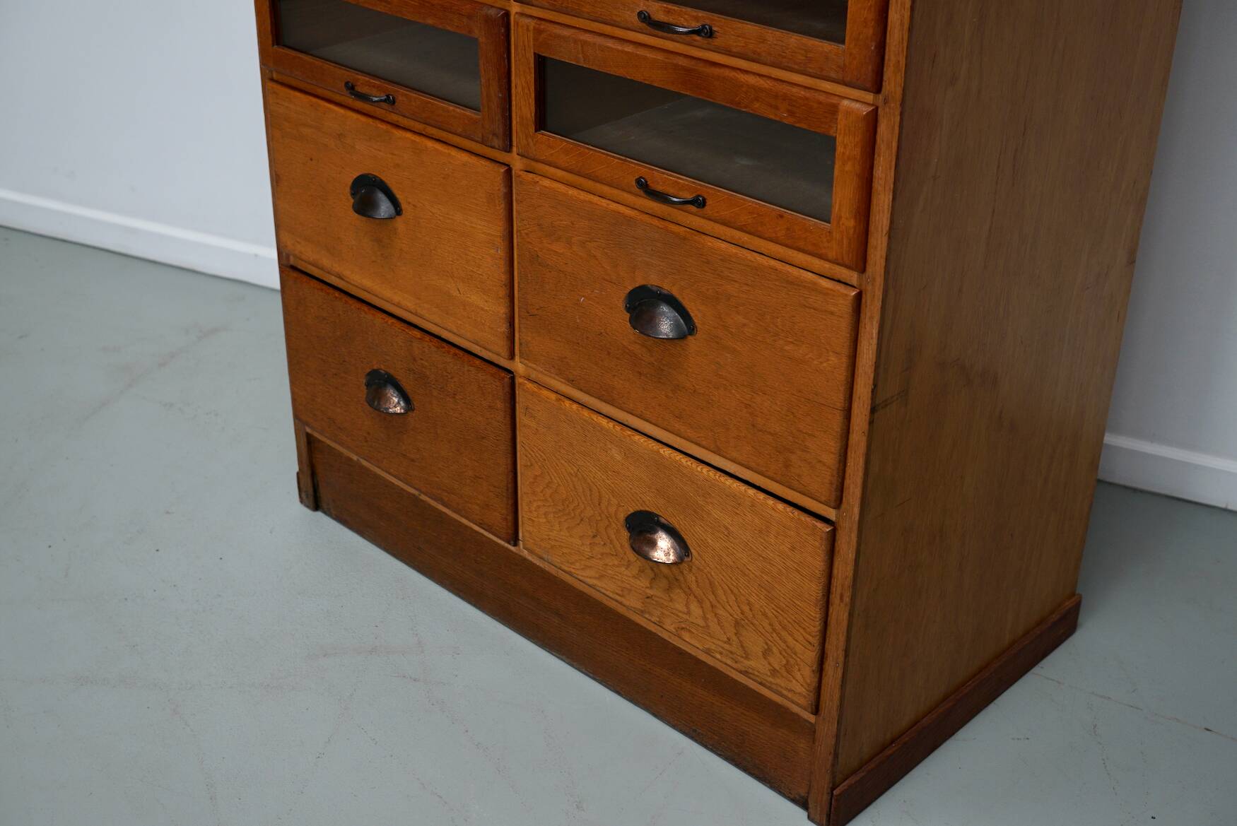 English Haberdashery Shop Cabinet with Glass Fronted Drawers, Circa 1930s