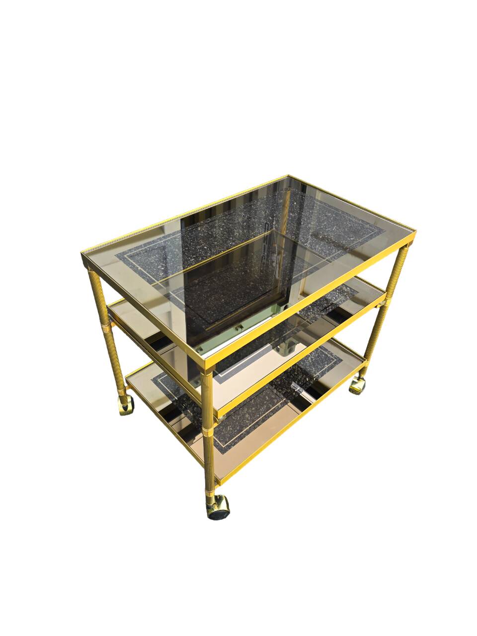 Brass and glass serving trolley, 1970s