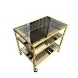 Brass and glass serving trolley, 1970s