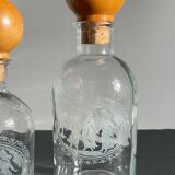 BOTTLES Engraved Glass and VINTAGE Wood