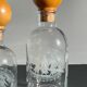 BOUTEILLES Verre Gravé et Bois VINTAGE