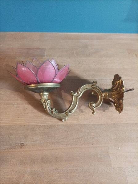 Wall lamp Lotus flower petal mother-of-pearl bronze base