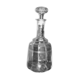 Carafe ancienne en verre soufflé gravé de lignes fines BISTROT 1900