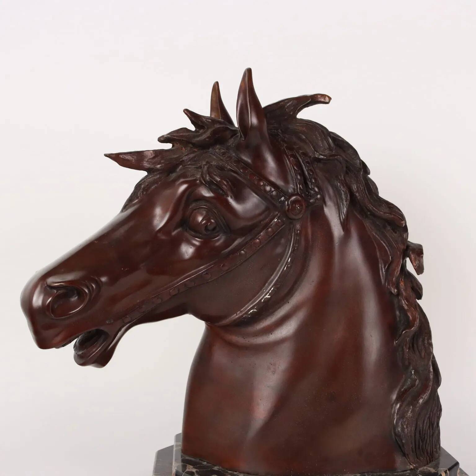 Modern bronze sculpture of a horse's head F.G. Ruocco Naples 20th century