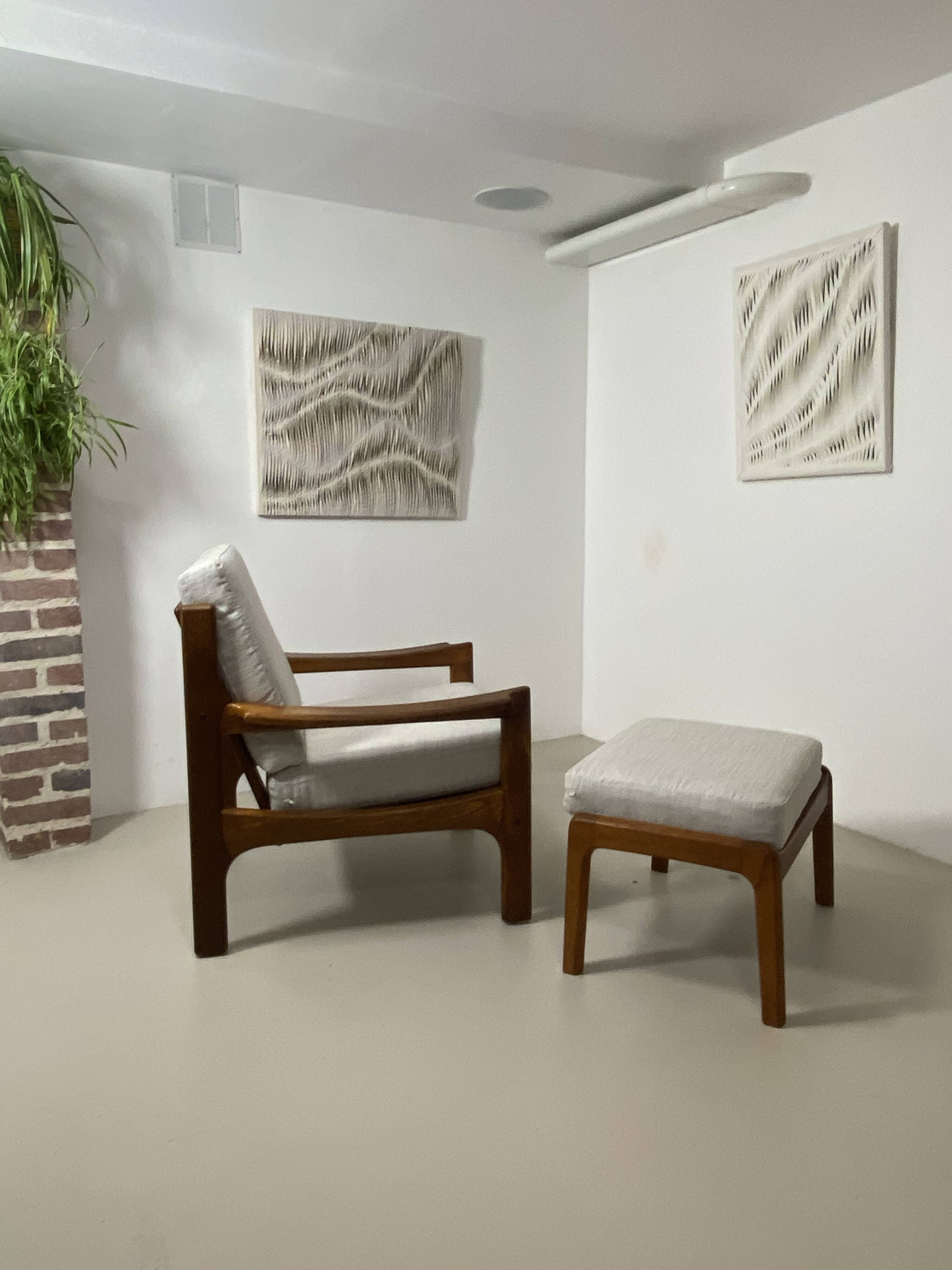 Danish teak armchair and ottoman, 1960s