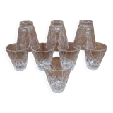 Set of 8 Arlequin liqueur glasses in Reims crystal glass 1950