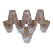 Set of 8 Arlequin liqueur glasses in Reims crystal glass 1950