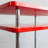 Functionalist Chrome Red Side Table Made In Czechoslovakia, 1930s