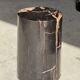 Small side table in black petrified wood with stripes and beige sides H28 D18.