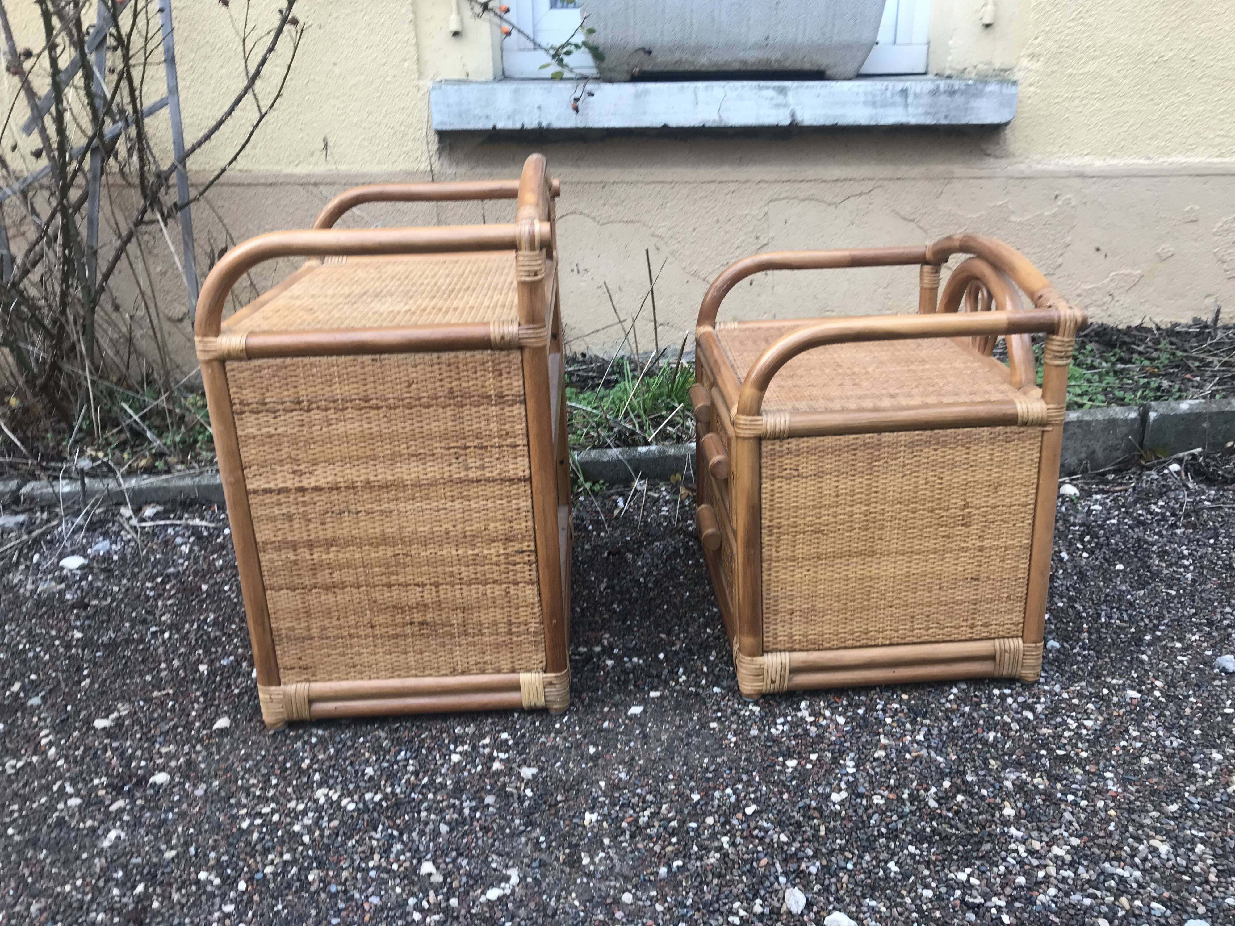 Rattan bamboo bedsides