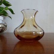 Crystal vase Saint Louis venetian amber orange ribs signed