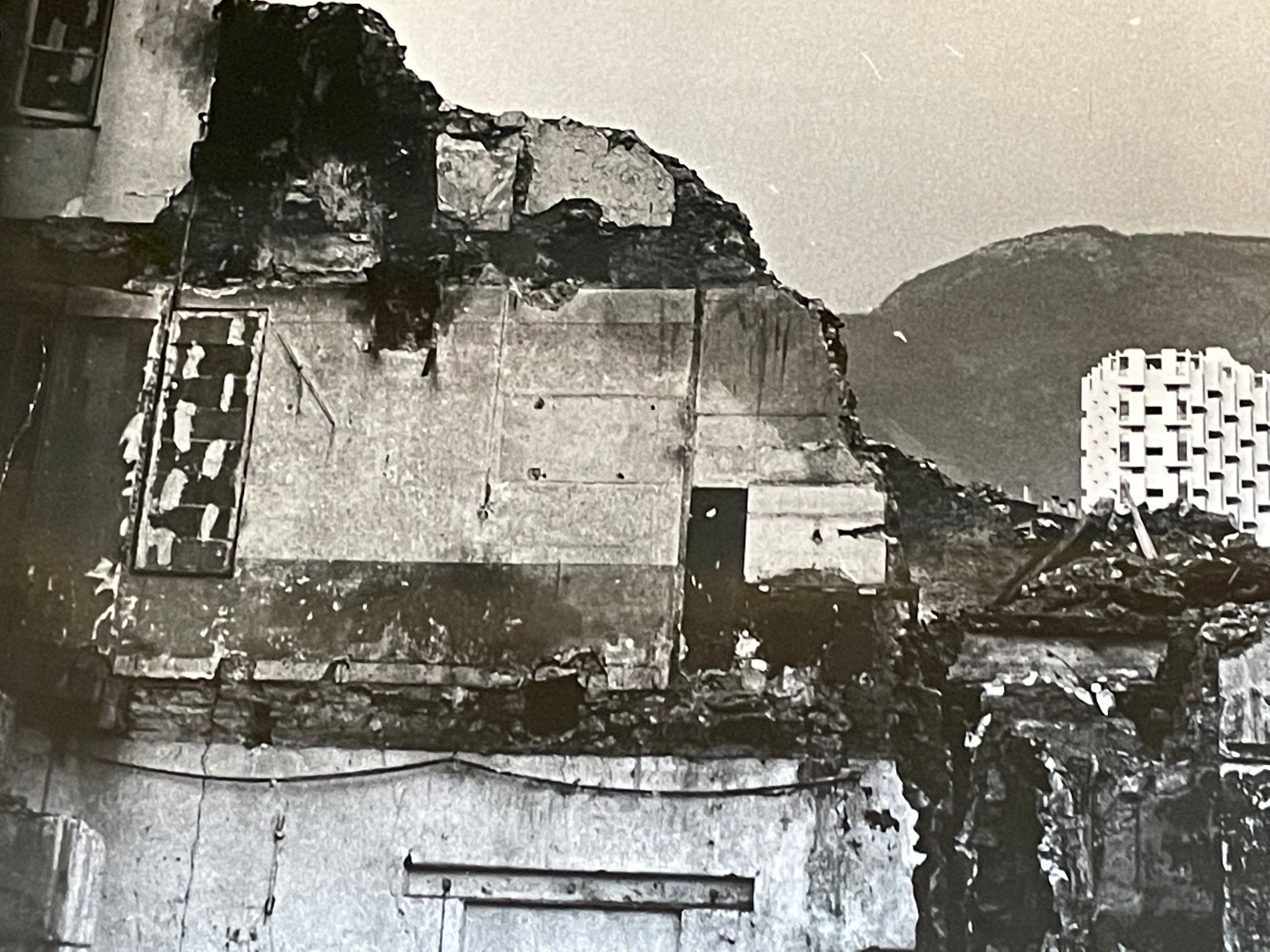 Photograph black and white silver print circa 1970 architecture