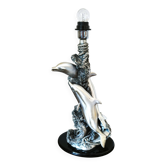 Large sculptural lamp MIDA Argenti silver dolphins Italy