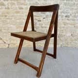 Wooden folding chair with caned seat