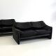 Cassina Maralunga 2 places noir-gris par Vico Magistretti