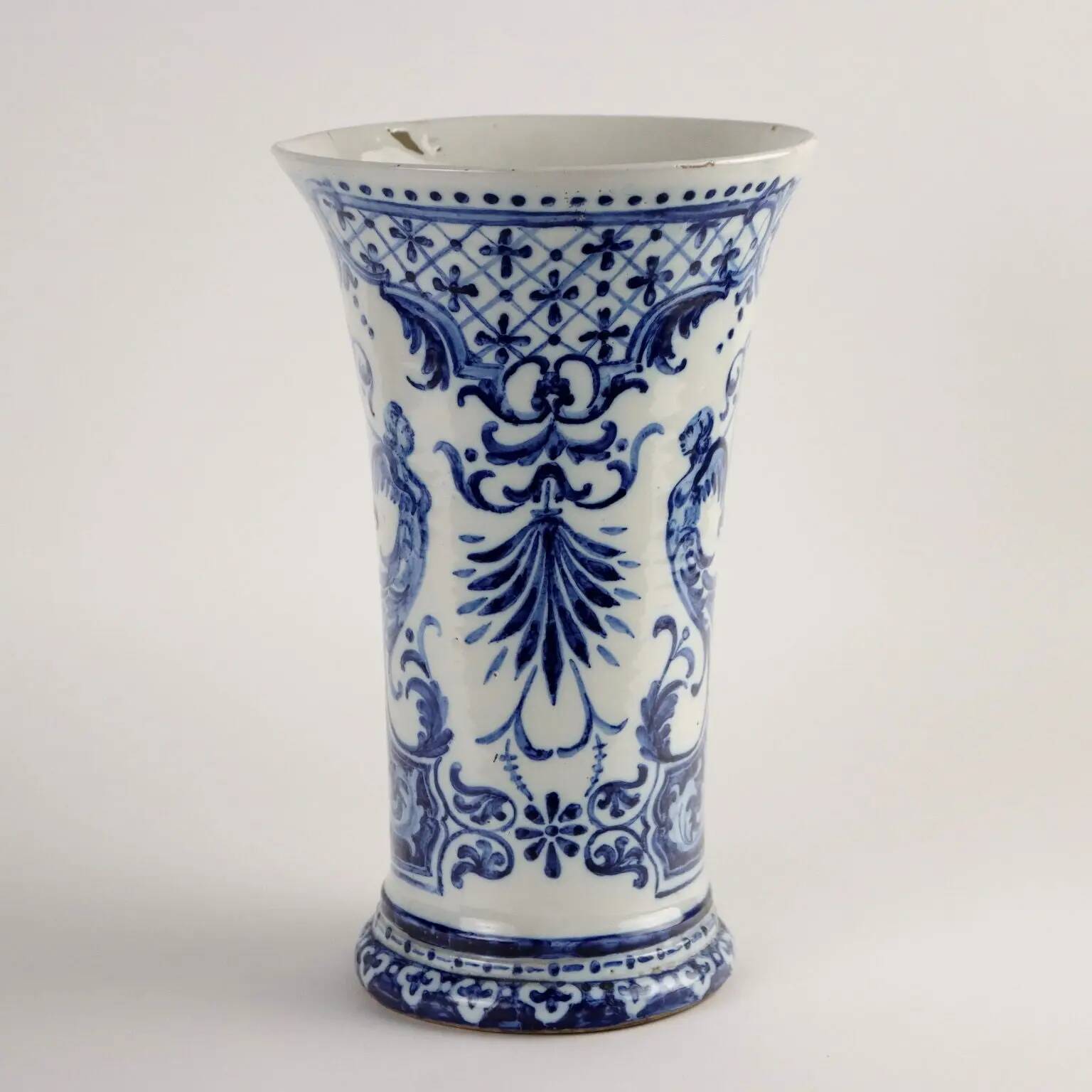 Antique earthenware vase from Gien, France, 18th century.