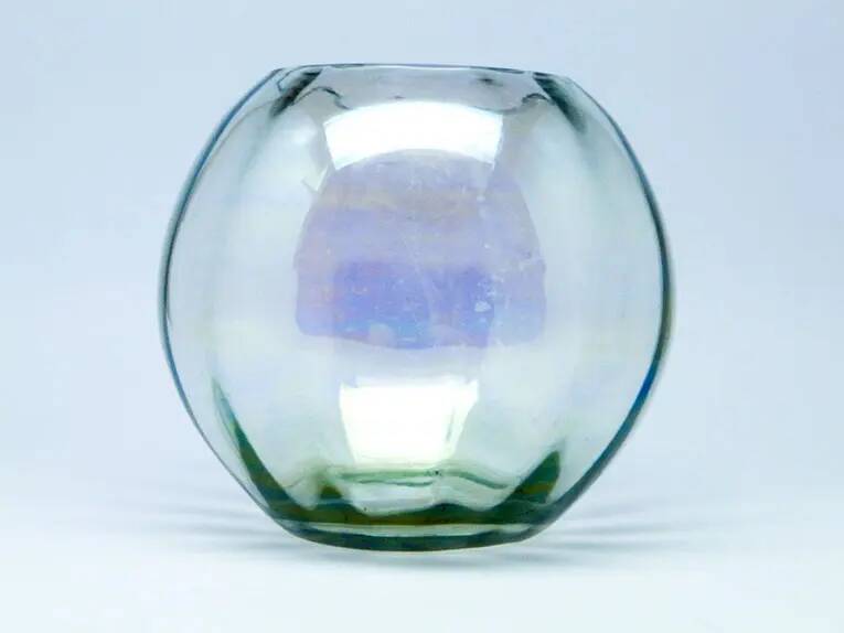 Vase sphérique Art Déco, en verre, Usines de verre Niemen, Pologne, années 1930