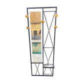Vestiaire porte manteaux mural miroir d’entrée 182x64cm années 1950 vintage