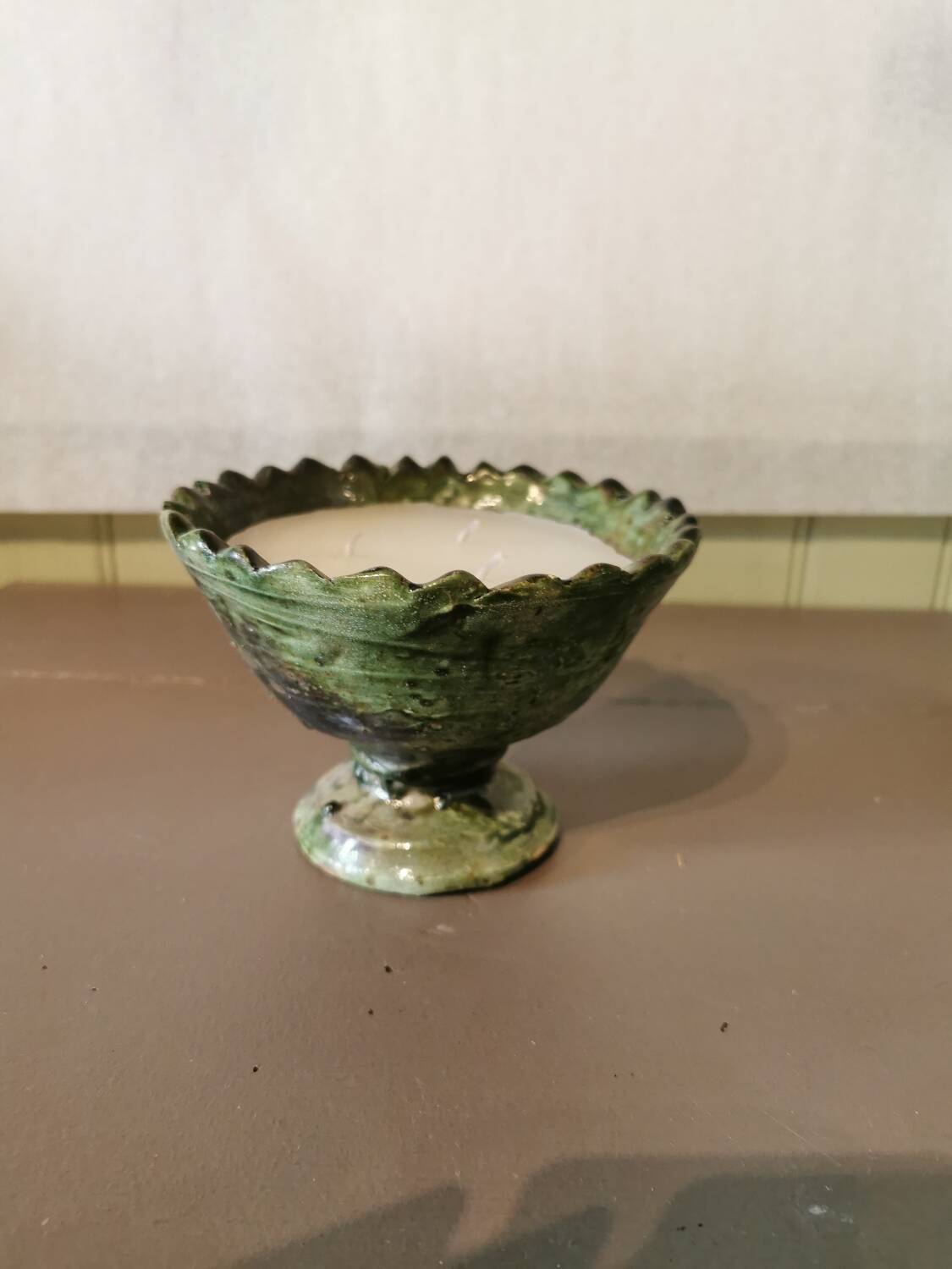 Bougie dans bol Tamegroute. Menthe
