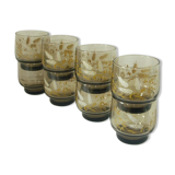 Lot 8 glasses smoked ears of Luminarc wheat 70s