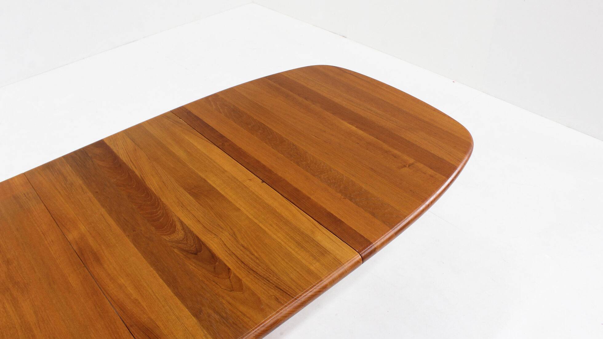 Vintage Danish oval extendable dining table solid teak 1960s