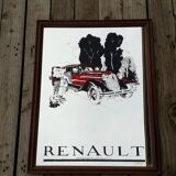 Large vintage screen-printed mirror - Renault 1928 -