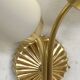 Large double brass wall light and white opaline glass tulips LAMP-7111