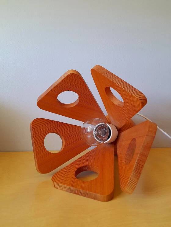 Scandinavian wooden flower lamp 1970