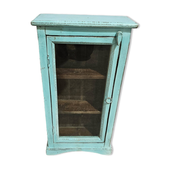 Vitrine turquoise en teck birman