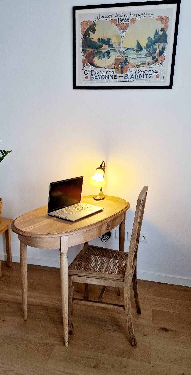 Louis XVI style oak desk console table