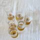 6 vintage brown footed champagne flutes in very good condition