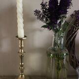 Brass candle holder with octagonal base