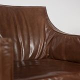 Lintello. Pair of camel leather armchairs. 1970s.