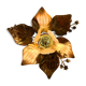 Applique fleur en métal cuivré et doré